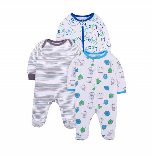 Pure Organic Sleep N Play Baby Boy Pyjamas Sleeper 3pcs