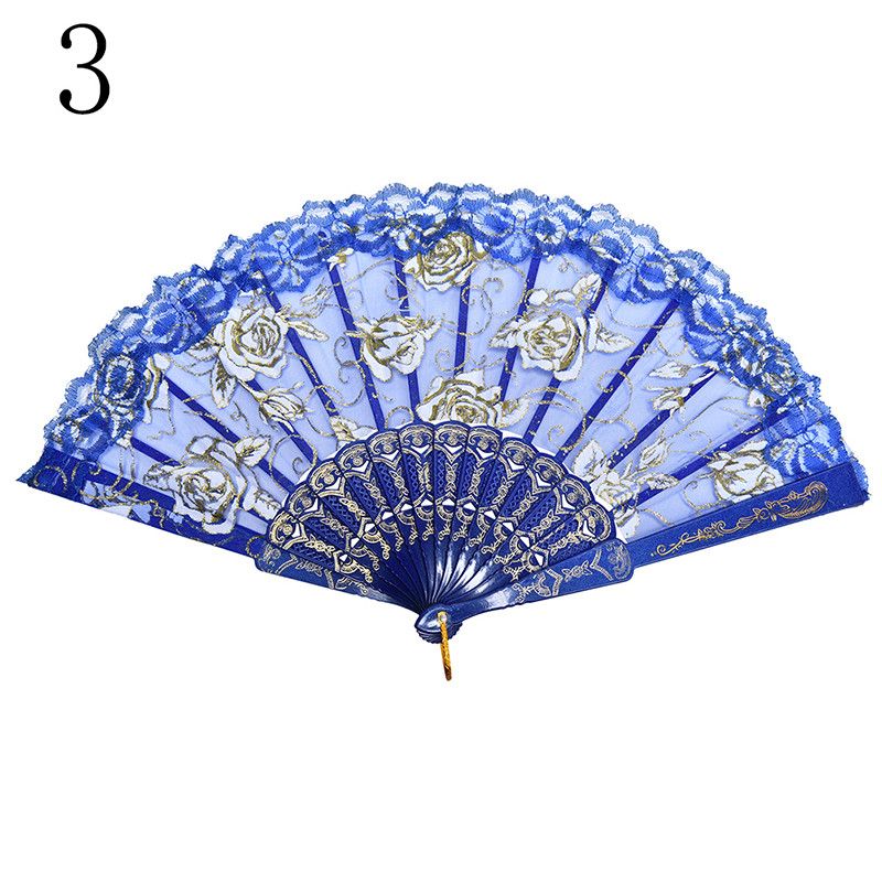 Accessories Lace Fan Dance Fabric Held Prom Flower Folding Silk Hand Fans Spanish Colors Party Wedding Dancing Summer 10