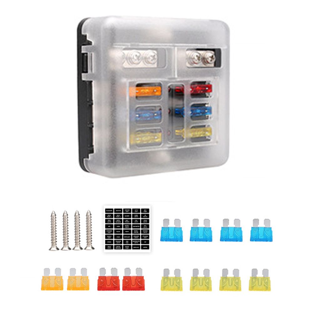 Universal 6 Ways Fuse Block Car Fuse Holder With Negative