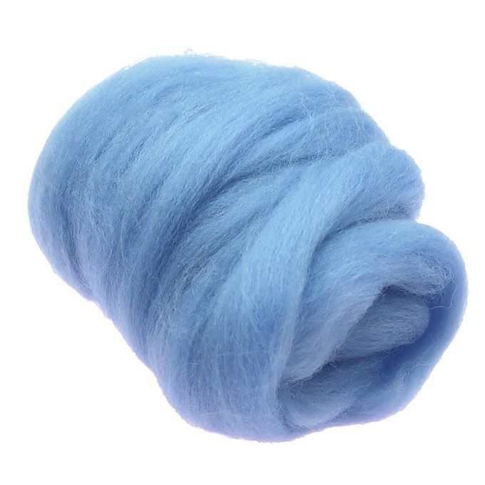 10g Wool Roving Fiber Hand Spinning Crafts For Doll Light Blue