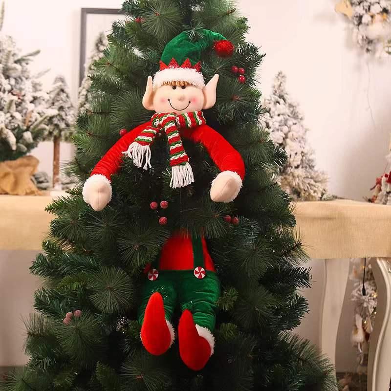 Mingguan new Christmas tree decorations Santa Claus doll elf holding tree holiday home shopping mall decoration supplies L-SD24 Elf Set Tree Decoration