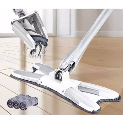 X-Type Flat Floor Mop With Microfiber Mop Cloth  - Hand-Free Wash Flat Mop