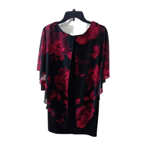 Dress- Red- Black Cape- Over Dress