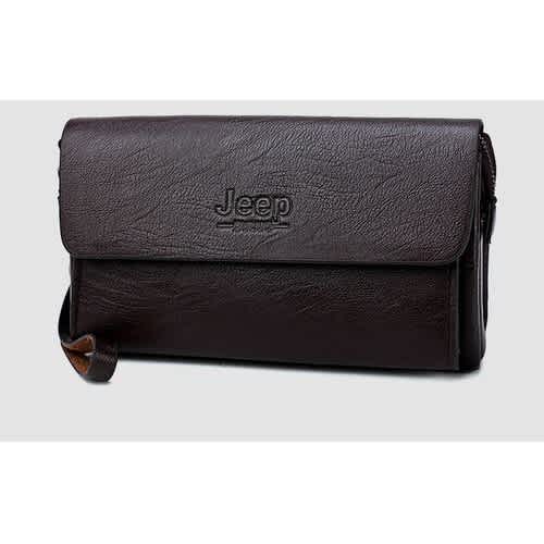 Men's Original Leather Clutch Purse - Anti-theft Zipper Leather Wallet With Pen Holder