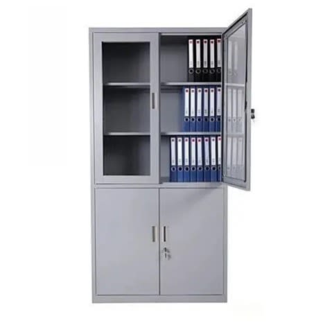 Half Glass Metallic Bookshelf Cabinet