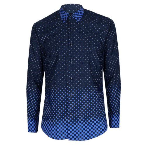 Men's Polka Dot & Drafted Shirt - Navy Blue - Msht-4511