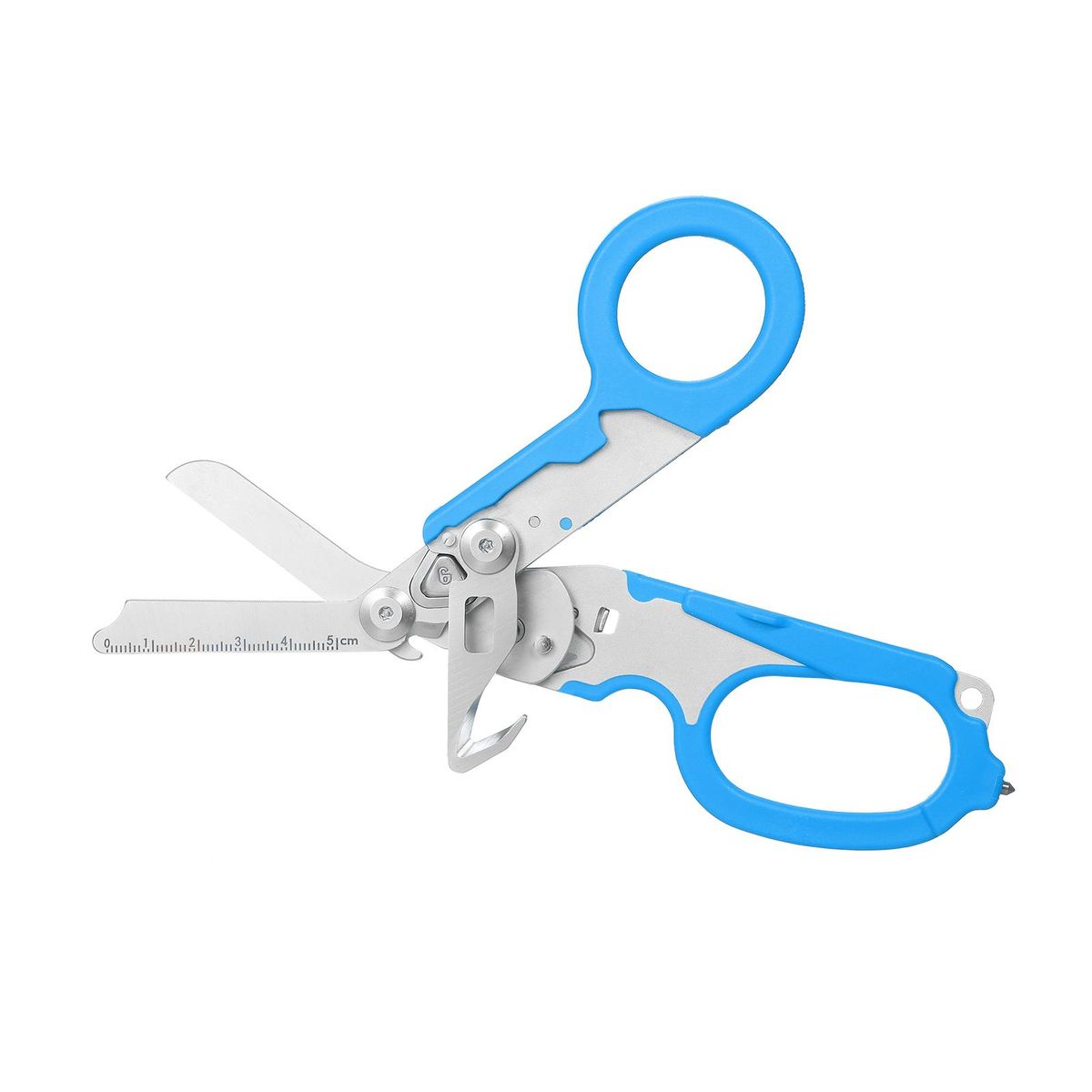 Multitool Scissors Folding 6 in 1 Multifunction Scissors Emergency Response Shears Outdoor Survival Home Repair Carbide Glass Breaker Oxygen Tank Wrench Ring Cutter Strap Cutter Ruler