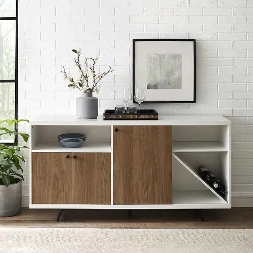 60" Asymmetrical Sideboard - White / English Oak
