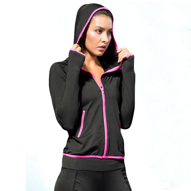 Women's Fashion Running Sports Jacket,Long Sleeve Sports Hoodie Tops（Rose）