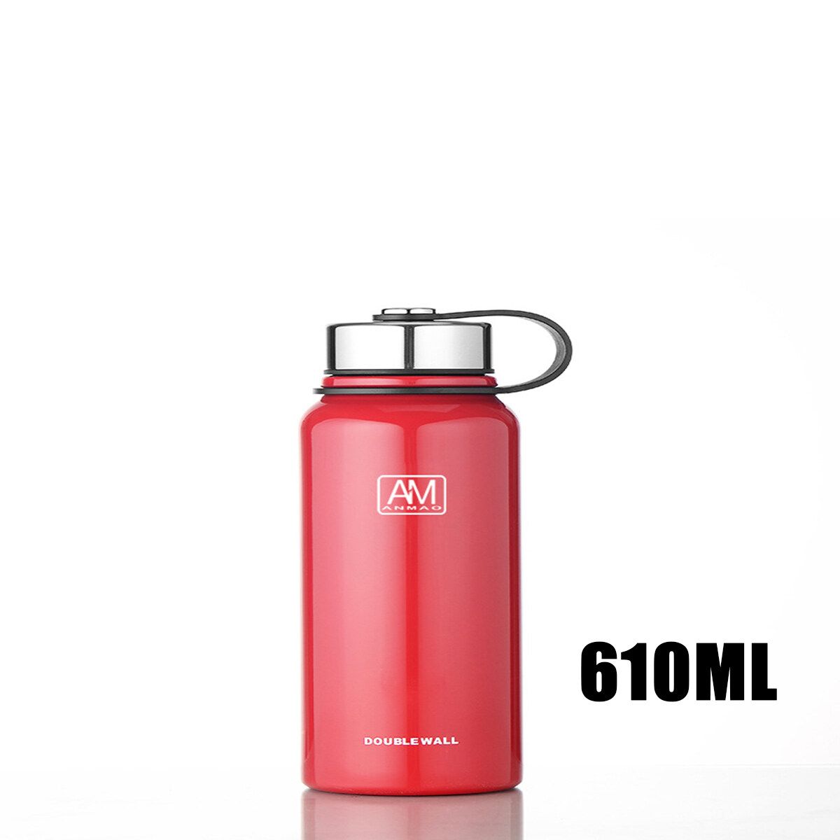 610/800/1100/1500ml Stainless Steel Insulated Sports Water Bottle Vaccum Flask Red 610ml