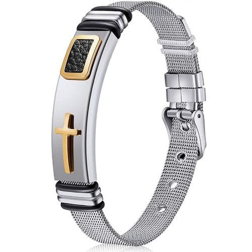 Unisex Cross Chain Bracelet - Silver