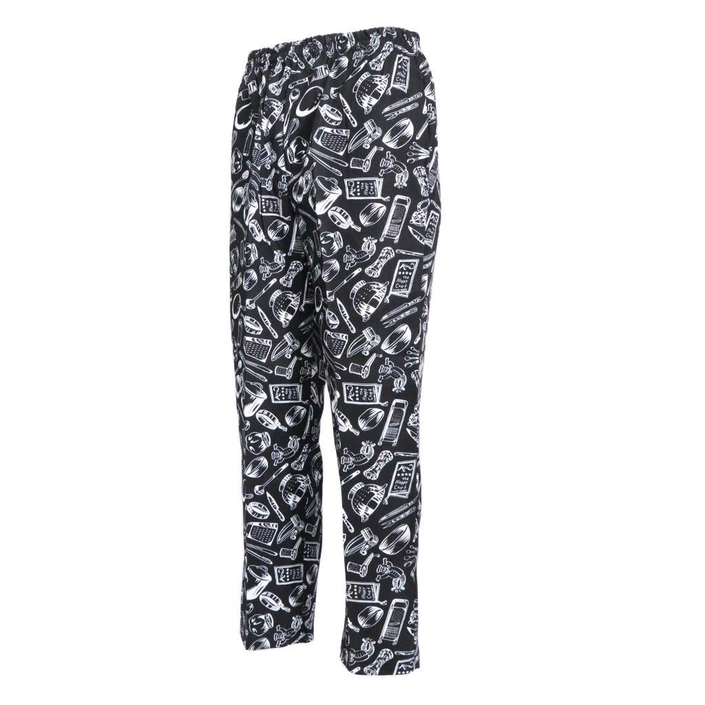 Chef Pants Trousers For Men Women, 12 TypeJ Cutlery Print