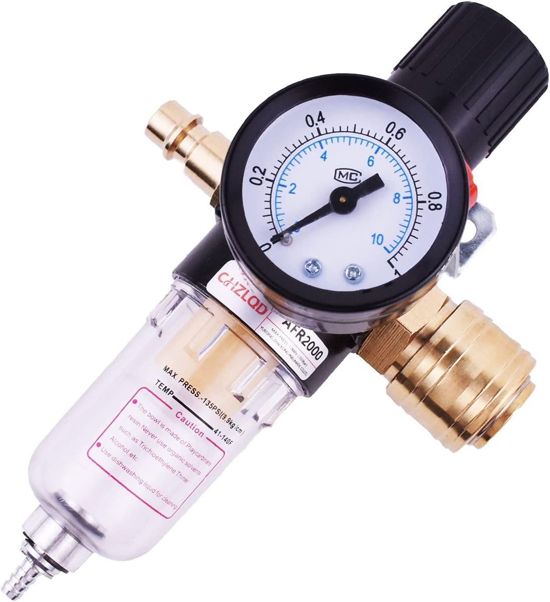 Plug-In Pressure Reducer Compressed Air 1/4 Inch with Water Separator