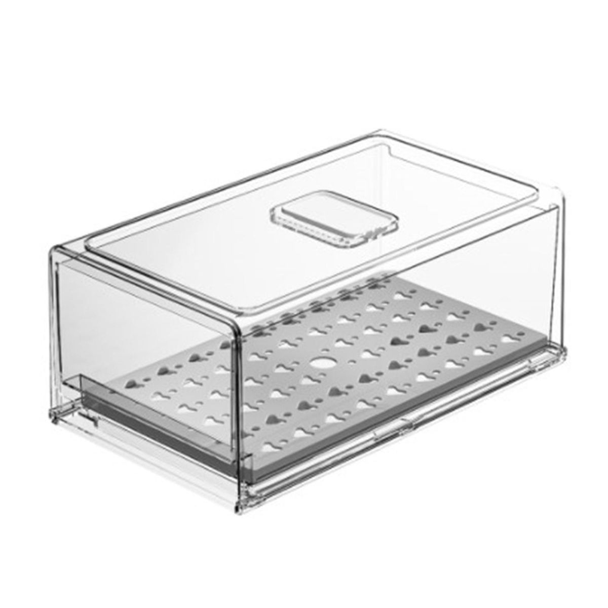 Clear Refrigerator Storage Box Drawer Design Drain Stacking