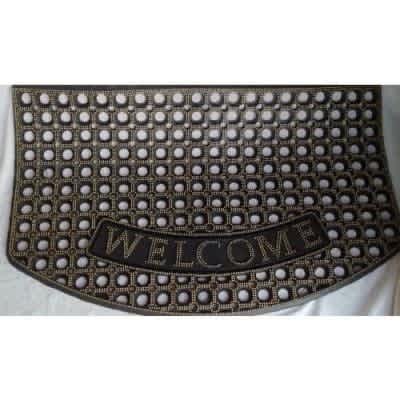 Welcome Rubber Door Mat With Foot Scrubber Holesl- Big Size
