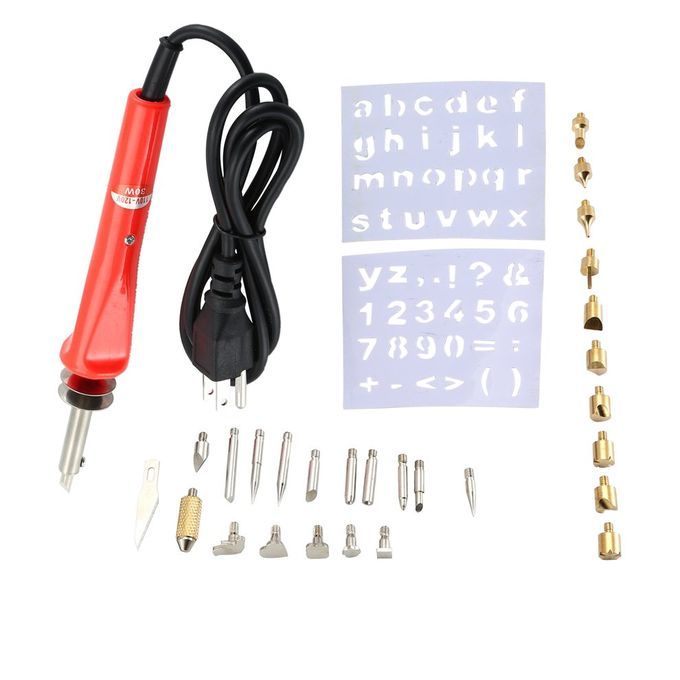 Ele Tri  Iron Set Adjustable Temperature Brush   Iron Set-red-US