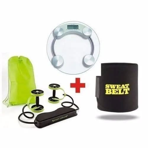 Fitness Bundle - Revoflex Abdominal Muscle Trainer + Personal Scale + Sweating Belt