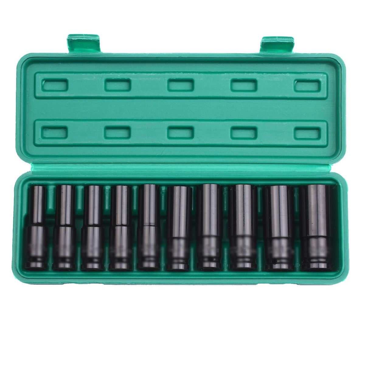 Geevorks 1/2Inch Drive Hex Impact Socket Set 10-Piece Deep Socket Metric Sizes 8-24mm CR-V Material with Storage Box
