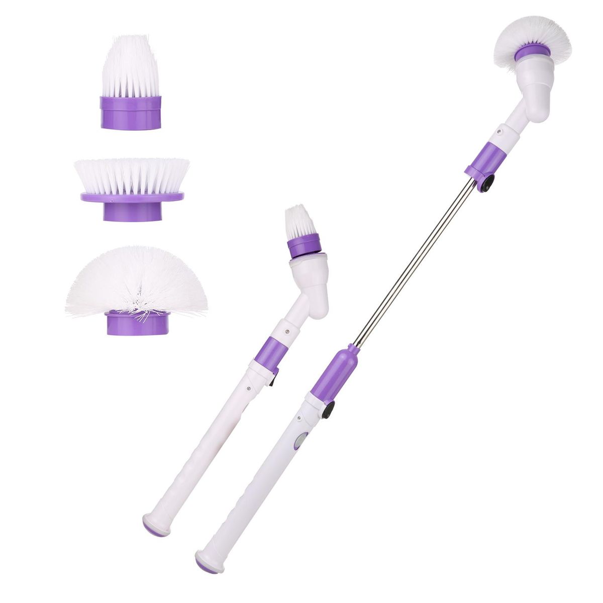 Electric Spin Brush Cordless Rechargeable Bathroom Cleaning Brush Multi-functional with Replaceable Brush Heads and Extension Handle