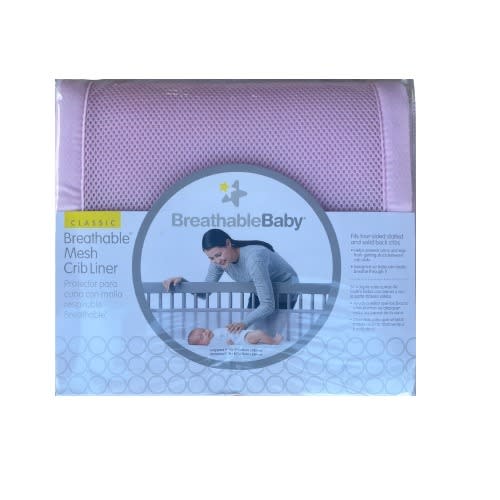 Breathable Baby Mesh Crib Liner Anti-bumper Non-padded - Pink