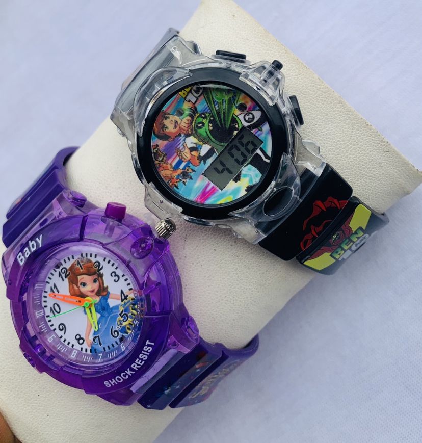2 In 1 Ben 10 Cartoon Character Wristwatch For Boys And Girls