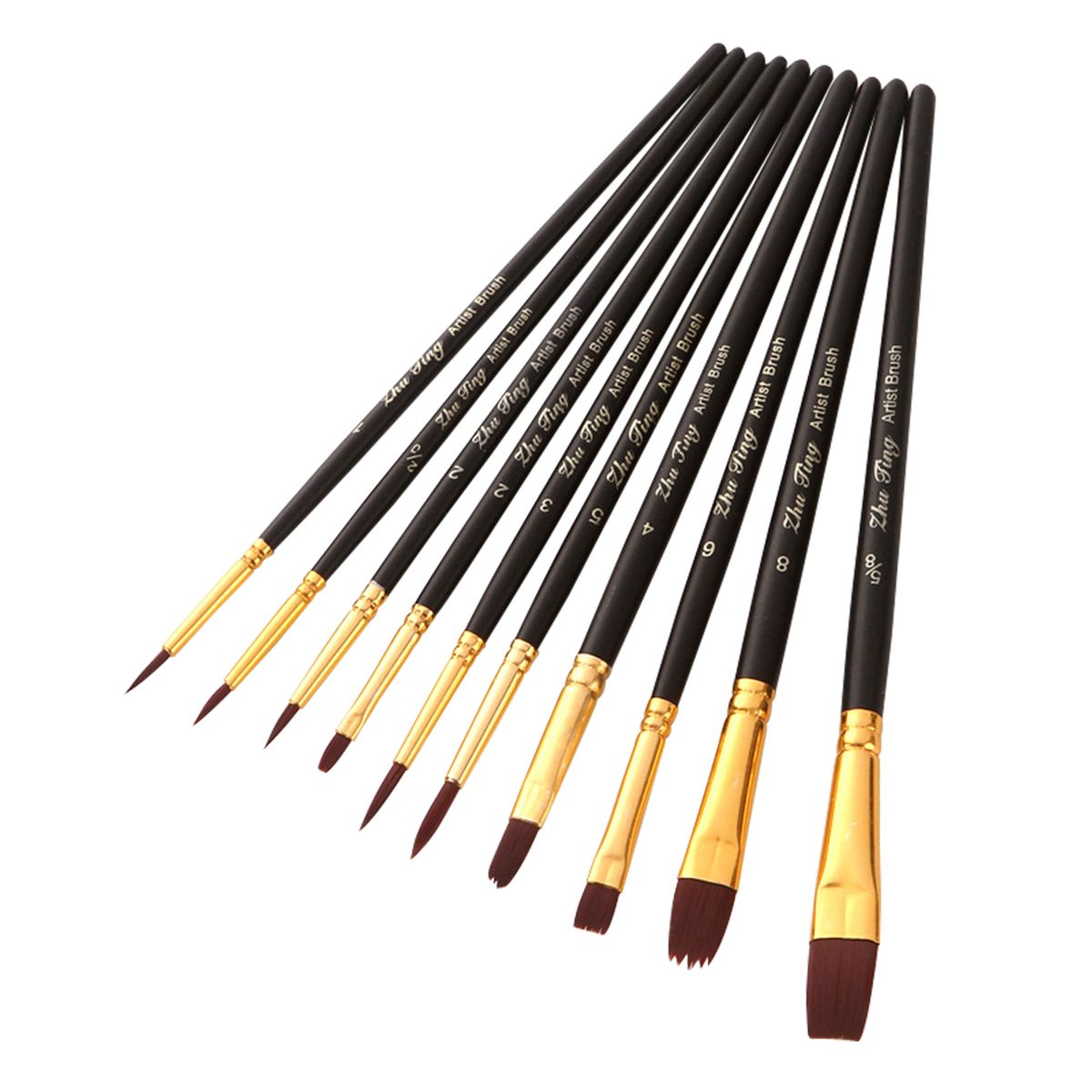 10pcs Professional Artist Paint Brushes Set Nylon Hair