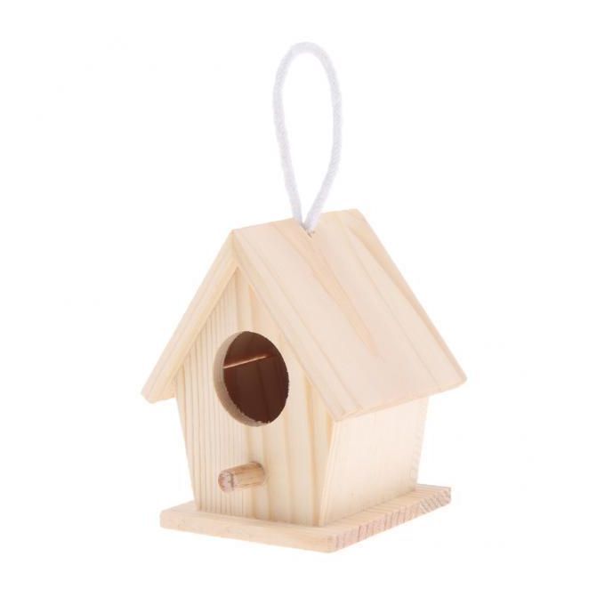 4X Handmade Swing Wood Birdhouse DIY Craft Decorative Cage For Indoors