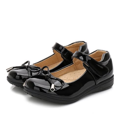 Bow Patent Leather Girl Shoe- Black