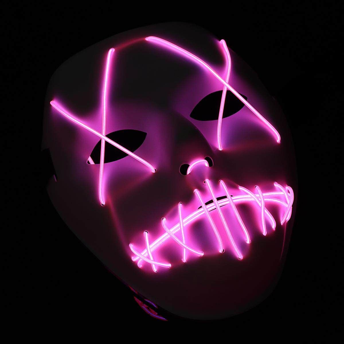 Halloween EL LED Light Up Party Masks Year Tik Tok Funny Costume Ball Pink