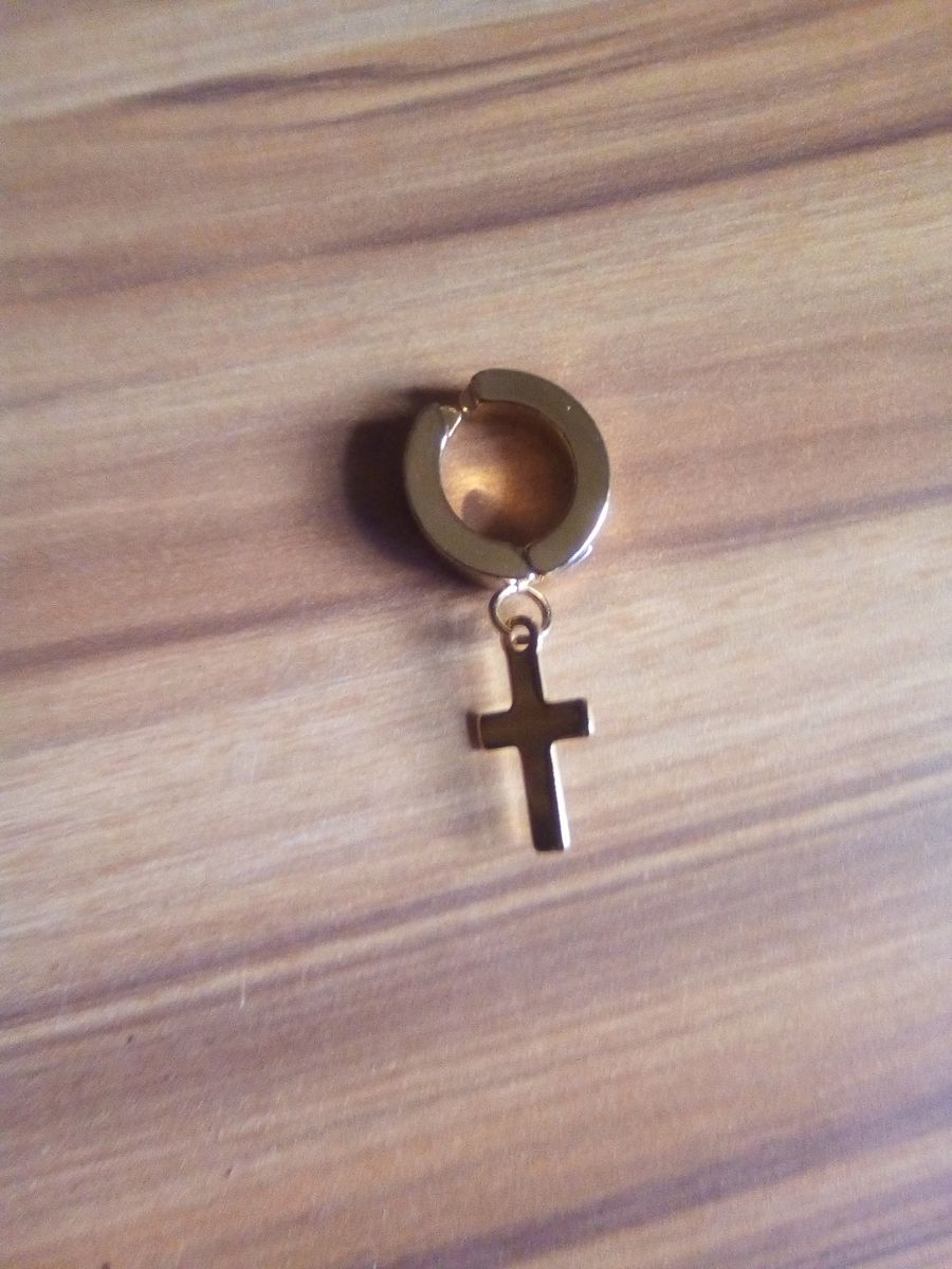 Men's Dangle Clip Gold Stainless Steel Earring