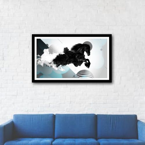 Abstract Black Horse Wall Art Frame