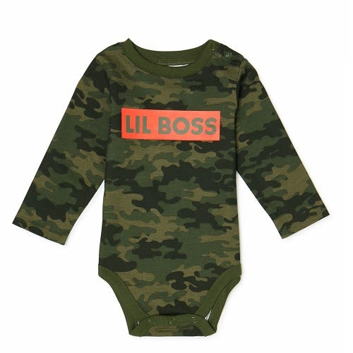 Baby Boy "lil Boss" Long Sleeve Bodysuit - Camo