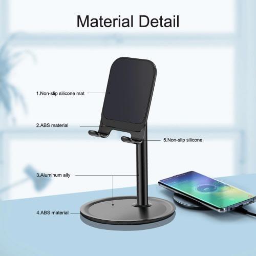 Adjustable Desk Mobile Phone Tablet Holder Stand - Black