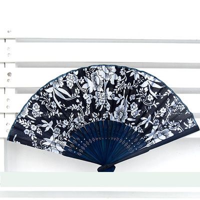 Ornament Folding Porcelain Fan White Handicraft Chinese Blue And Style