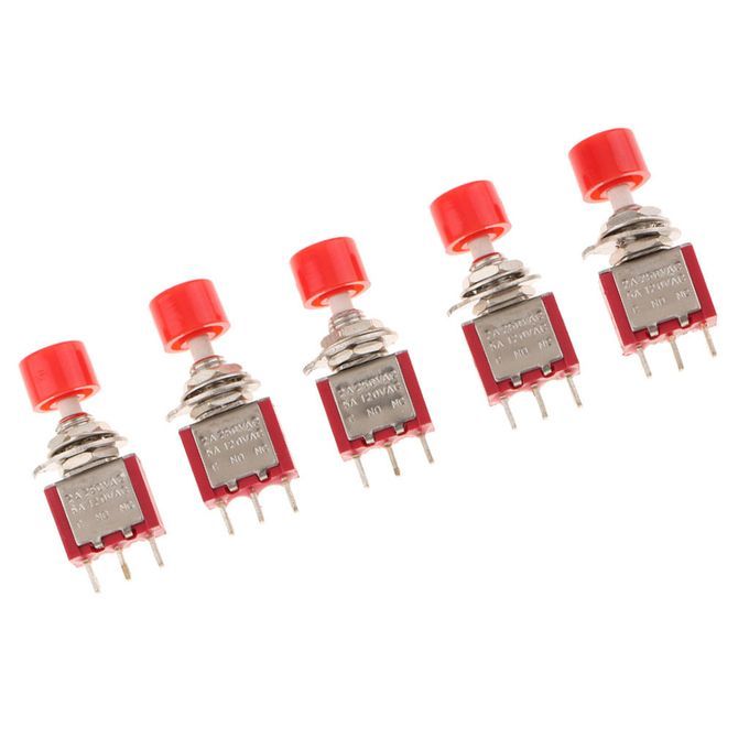 5 Pieces 6mm 3 Pin Mini Momentary Push Button Switch 2A / 250V 5A  Red