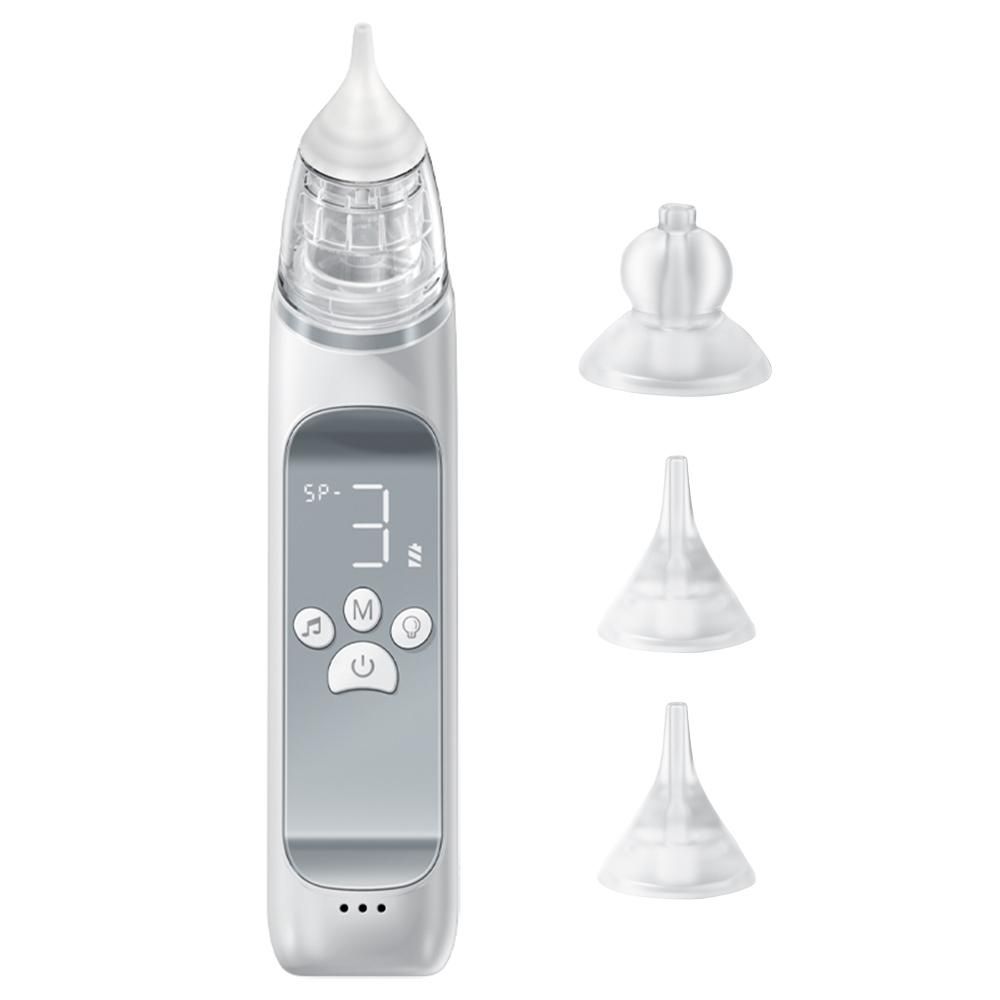 Portable Electric Baby Nasal Aspirator Baby Nose Sucker Nose Cleaner for Infants 3 Suction Levels Low Noise Anti-backflow Built-in Battery Colorful Light 10 Soothing Music with Storage Case 3pcs Silicone Suction Tips