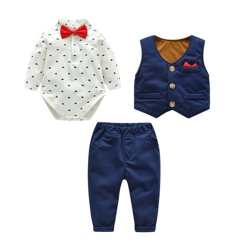 Alexander Baby Boy Super Unique Birthday Set Suit With Waistcoat - Blue