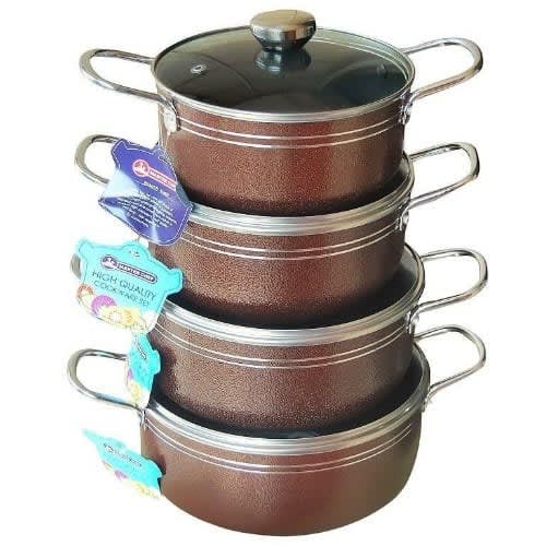 Non Stick Aluminium Cooking Pots - Set Of 4