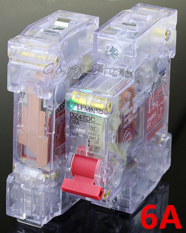 1PCS DZ47 MCB 6A 250V Transparent SD Alarm Auxiliary Switch