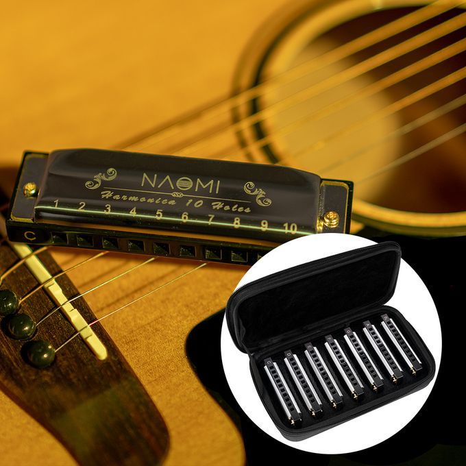 10-Hole Diatonic Harmonica Set - G, A, Bb, C, D, E, F Key 7 Harmonicas