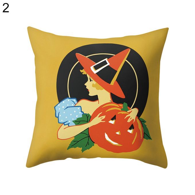 Pumpkin Ghost Print Sofa Pillow Case Cushion Cover-2#