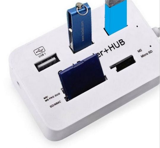 Micro USB Combo 2.0 MutiPorts Power Adapter With Card Reader High Speed Multi-Splitter USB Connectors All In One