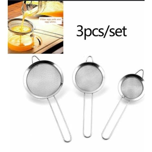 Set Of 3 Tea And Cocktail Sieve