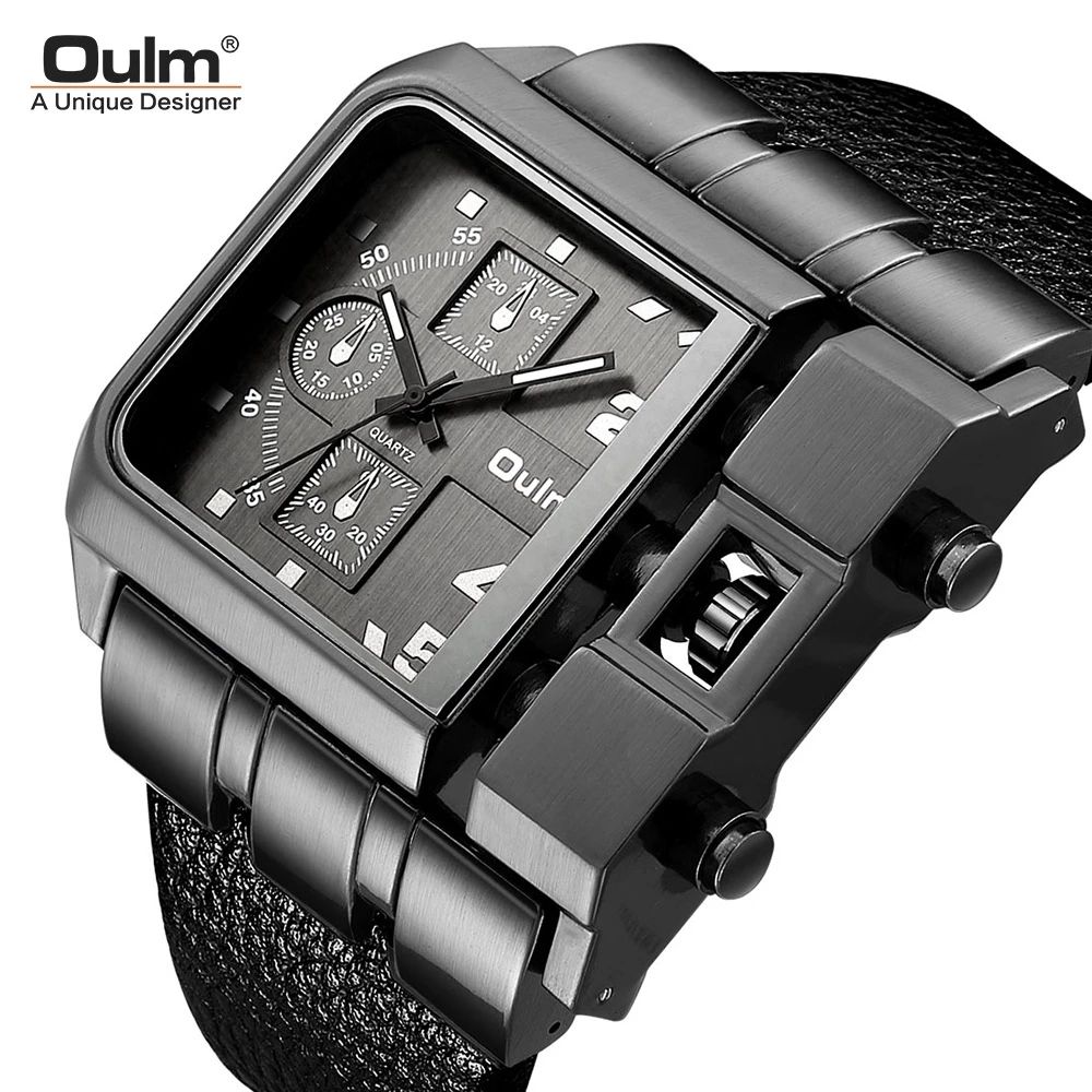 Oulm-Men's Casual Quartz Chronograph Square Dial Luxury