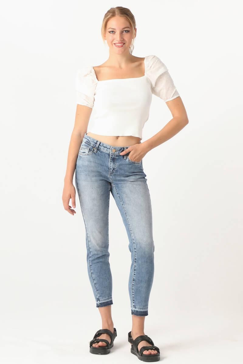 Women's Patterned Slim Fit Jean Trousers