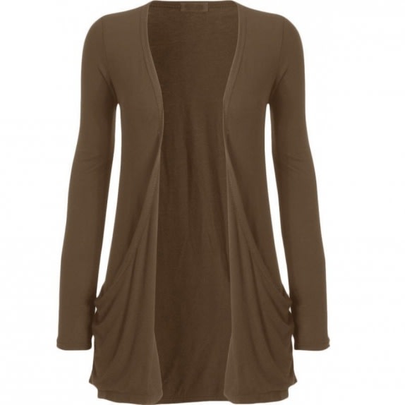 Ladies Waterfall Cardigan Top - Mocha
