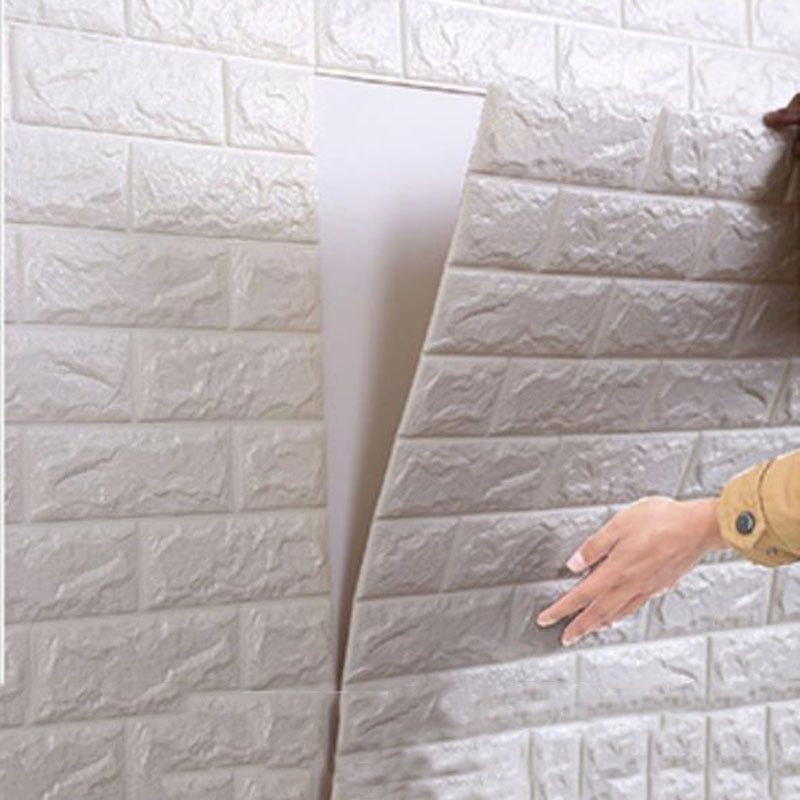 White Pe Foam 3D Self Adhesive Brick Large Wallpaper Sticker