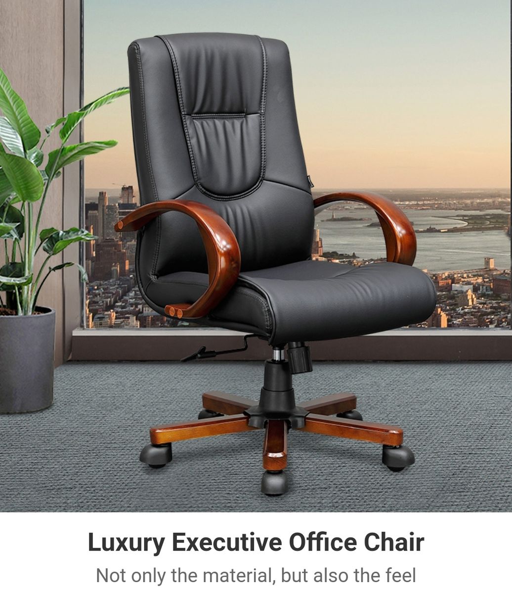 Executive Stoo3d Wooden Armrest Office Chair