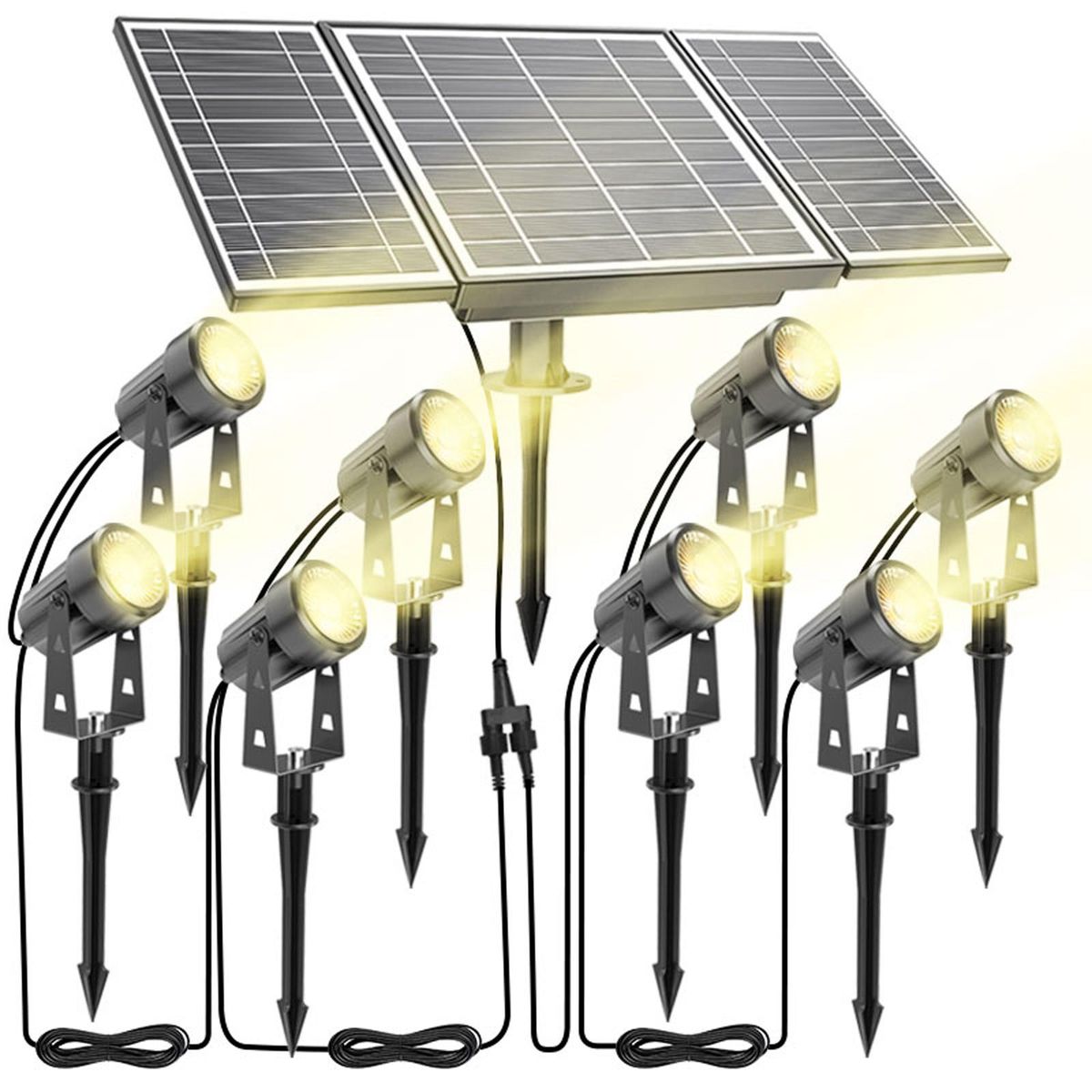 Neoglint LED Solar Spotlights Lawn Lamp Garden Yard Landscape Lights Outdoor Spot Lights Downlight IP66 Waterproof Warm White Light Auto On/Off