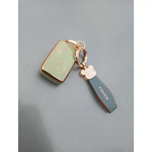 4 Botton Remote Shell Pouch + Leather Keyholder For Toyota Car